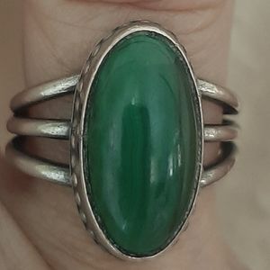 Genuine Malachite silver ring.